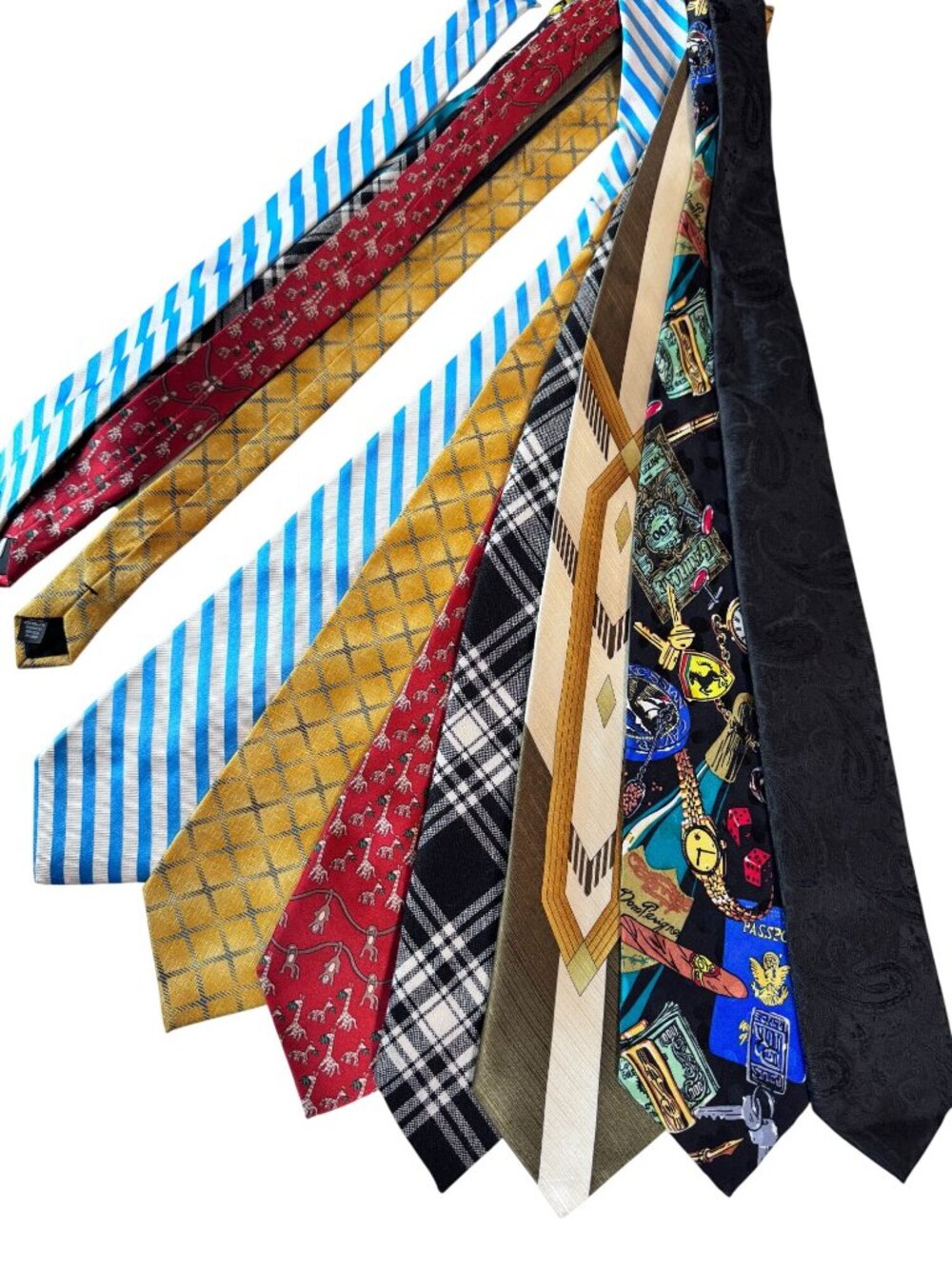 Lot of 7 Vintage Men's Neckties Silk Wool Polyester Assorted Patterns Brands